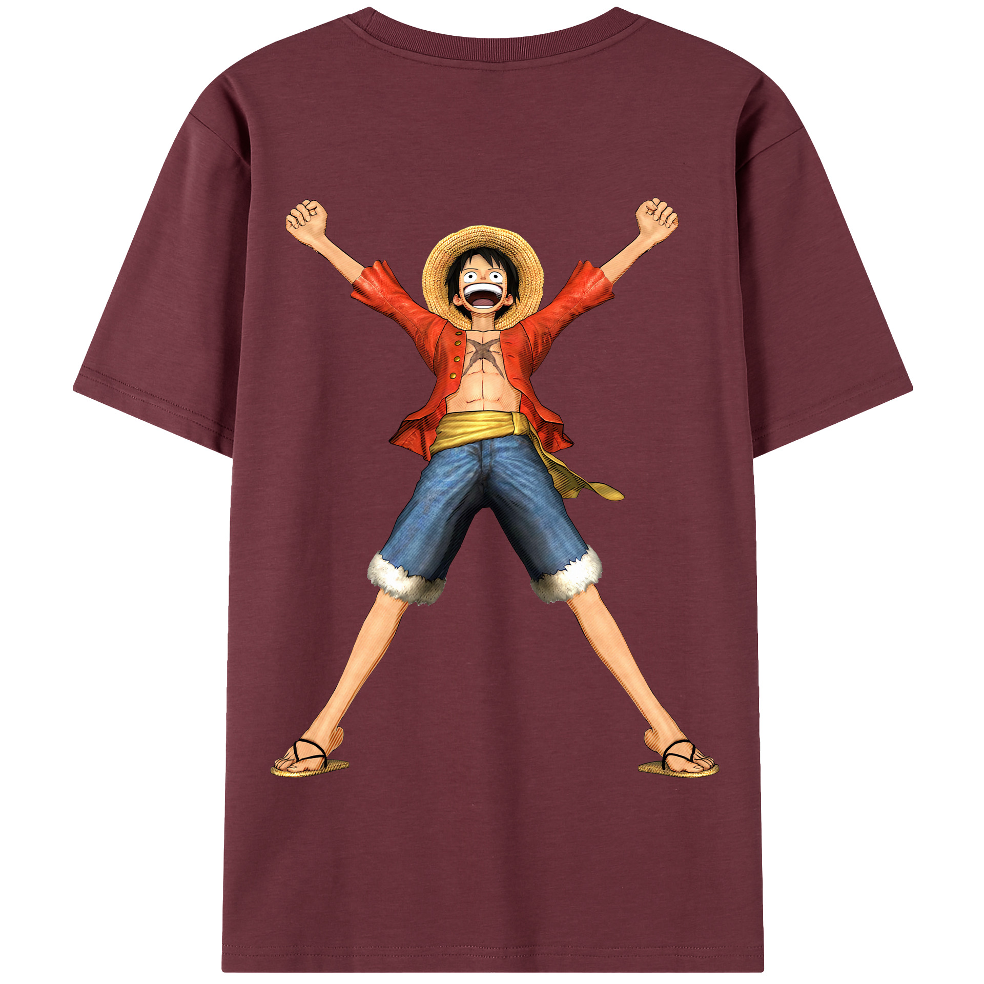 ワンピース モンキー・D・ルフィ ONE PIECE Monkey D. Luffy 綿100％半袖Tシャツ（背面プリント）